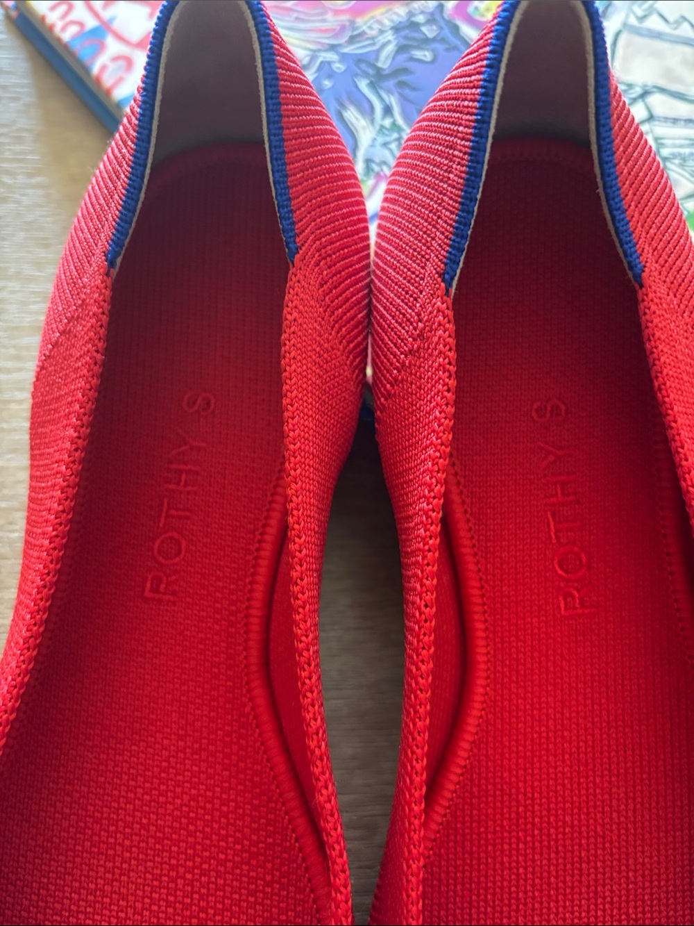 Rothy's Bright Red Pointed Knit Flats, new without box - Picture 2 of 4